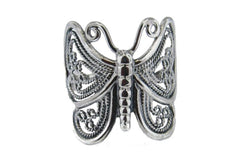 .925 Sterling Silver Ladies Ornamental Openwork Butterfly Ring