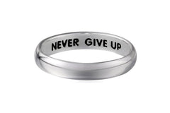 Sterling Silver Plain "Never Give Up" Engraved Inside Ring, Size 7