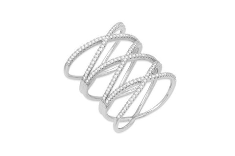 Sterling Silver CZ Triple "X" Ring