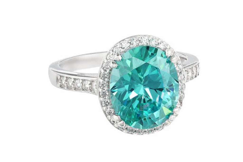 Myia Passiello "Cocktail Ring" Oval Cut Swarovski Zirconia Mint Ring