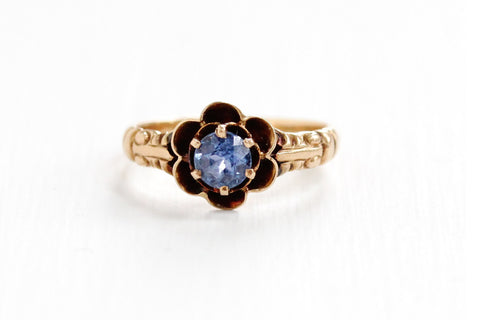 Antique Victorian 10k Rosy Yellow Gold Genuine Sapphire Ring