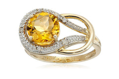 Gemstone and Diamond Accent Love Knot Ring in 10k Yellow Gold