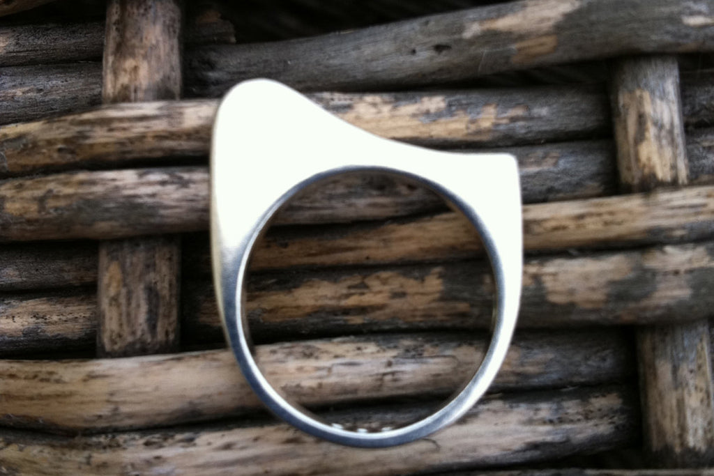 Geometric solid sterling silver ring