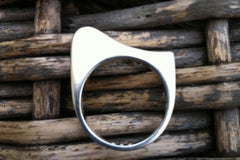 Geometric solid sterling silver ring