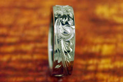 Wedding Band With Floral Design 6MM