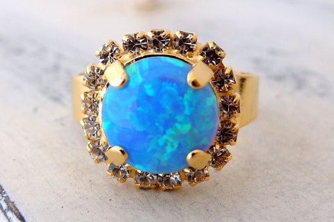 Aqua blue opal ring