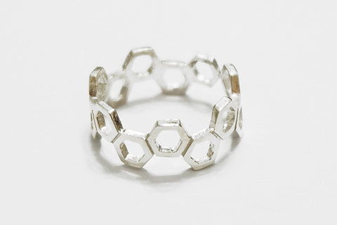 Silver honeycomb ring