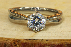 Solitaire 1.5ct genuine white sapphire gemstone ring in titanium or white gold