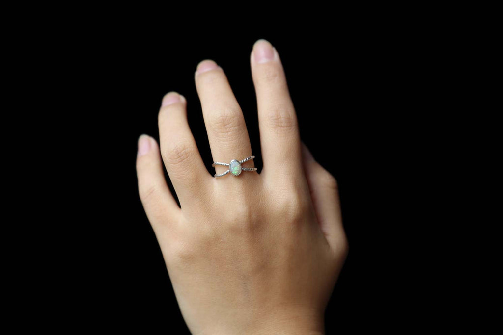 Natural Australian Solid Opal Ring