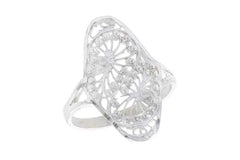 Sterling Silver Swirl Design Filigree Ring, 7/8 inch, w/ Tiny Beads