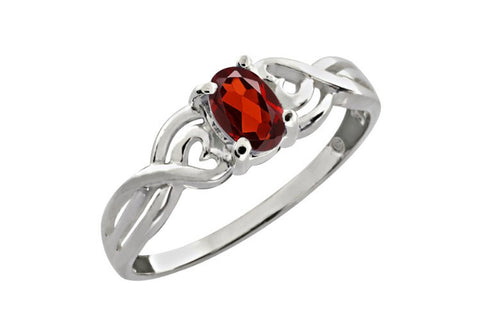 0.55 Ct Oval Natural Red Garnet 925 Sterling Silver Ring