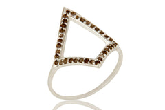 Natural smoky quartz gemstone designer sterling silver open ring