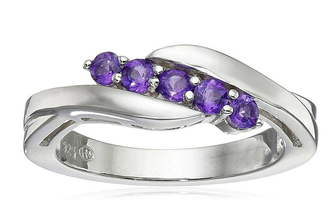 Sterling Silver Five-Stone Amethyst Ring