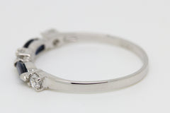 Natural Blue Sapphire and White sapphire Solid Sterling silver ring