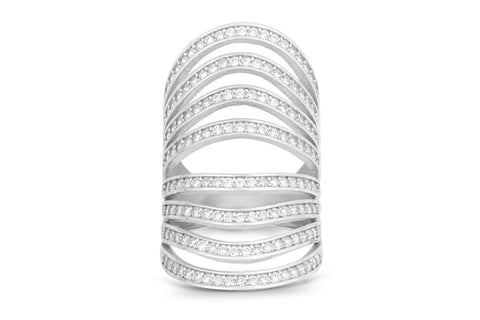 Sterling Silver Channel Set CZ Multi-Row Long Ring