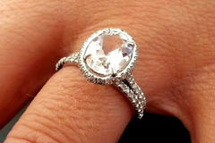 14K rose gold and white topaz engagement ring