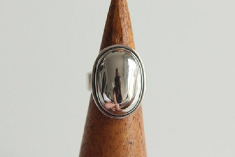 Sterling Silver 28mm Oval Dome Ring