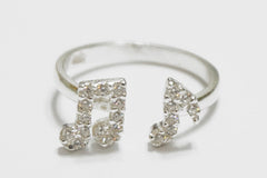 Silver music note ring