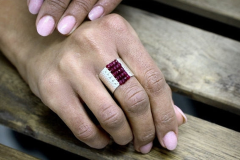 Beaded Ruby gemstone ring