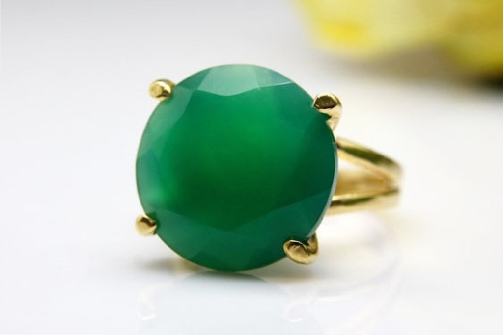 14k gold filled and green onyx ring