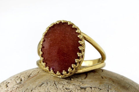 Peach Jade ring