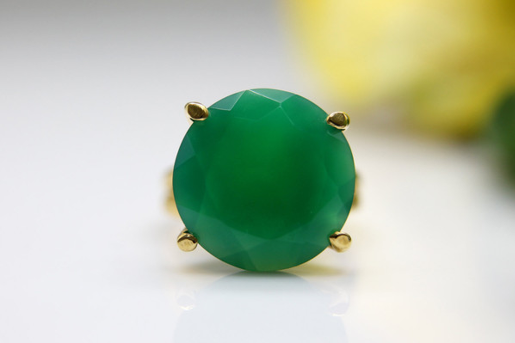 14k gold filled and green onyx ring