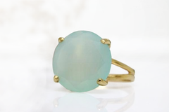 Round Aqua Chalcedony Ring