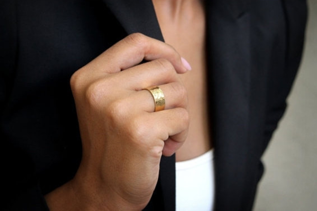 Hammered 14k gold filled ring