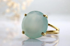 Round Aqua Chalcedony Ring