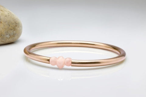 14k rose gold and rose quartz bracelet