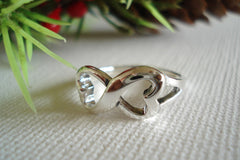 Engraved infinity heart sterling silver ring