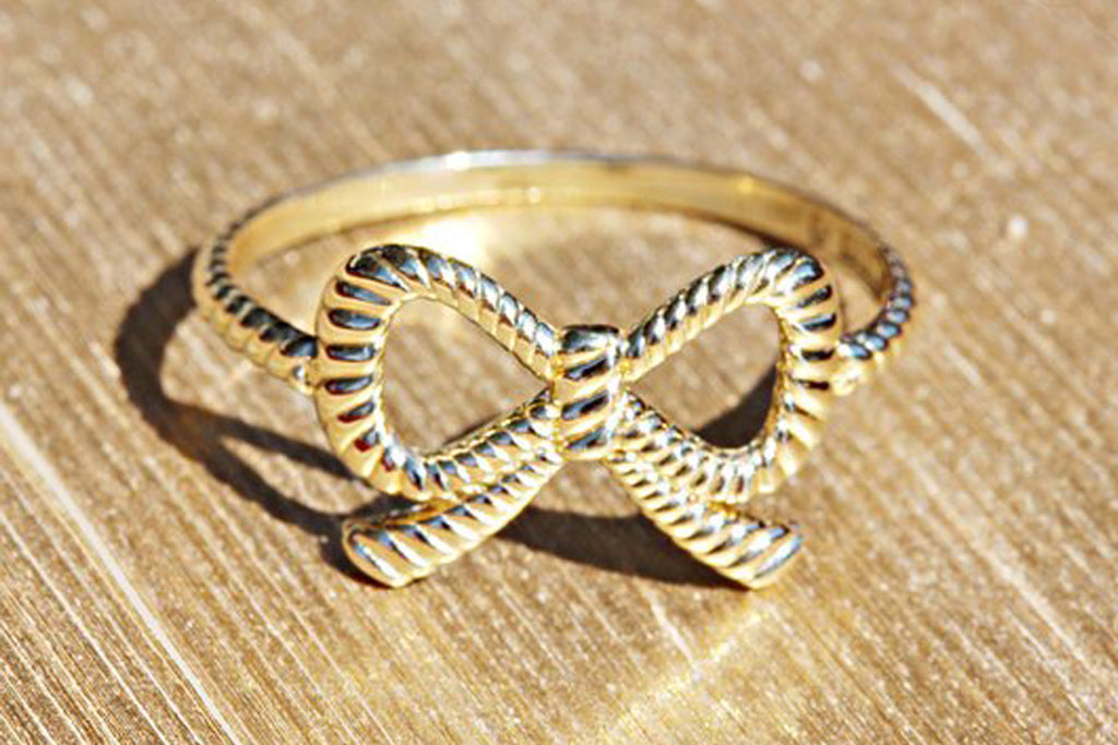 Gold Ribbon Bow Ring, 14k
