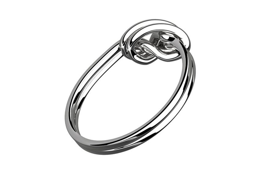 Silver Plated Celtic Double Love Knot Ring Symbolizes Unity and Protection