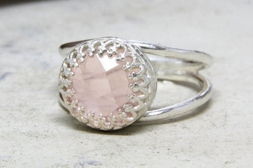 Love pink quartz ring
