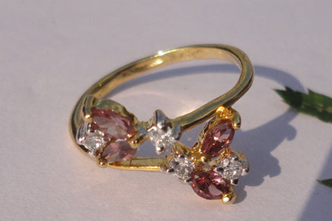 Pink Amethyst / White Topaz Gemstone Ring