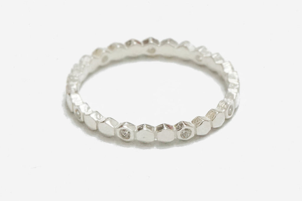 Silver CZ honeycomb ring