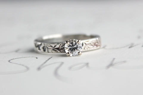 White sapphire engagement ring