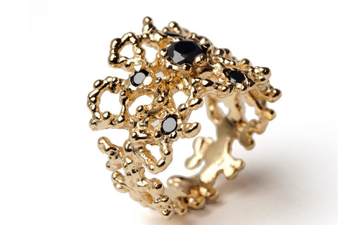 CORAL Black Gemstone Ring