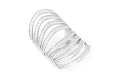 Sterling Silver Channel Set CZ Multi-Row Long Ring