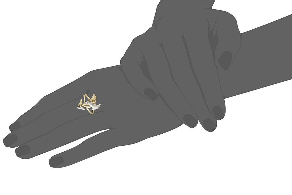 10k Two Tone Gold Diamond Accent Intertwined Dolphin Ring