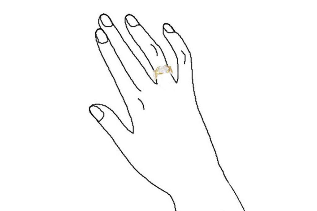 Bling Jewelry Sterling Silver Gold Plated 6 Row Rope X Ring