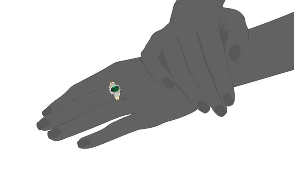 Created Emerald and Created White Sapphire Ring in 10k Yellow Gold