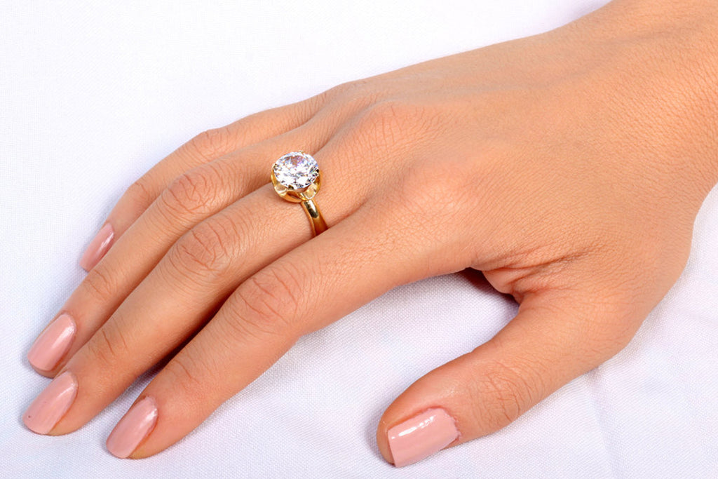 Cup CZ Engagement Ring