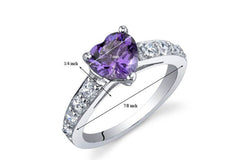Dazzling Love 1.00 Carats Amethyst Ring in Sterling Silver Rhodium Nickel Finish