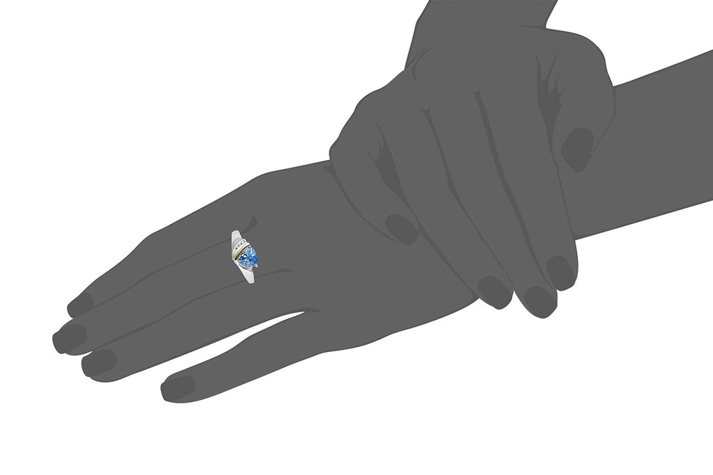 Sterling Silver, 14k Yellow Gold, Diamond, and Swiss Blue Topaz Ring (1/10 cttw, I-J Color, I3 Clarity)