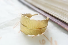Adjustable Gold Feather Wrap Ring