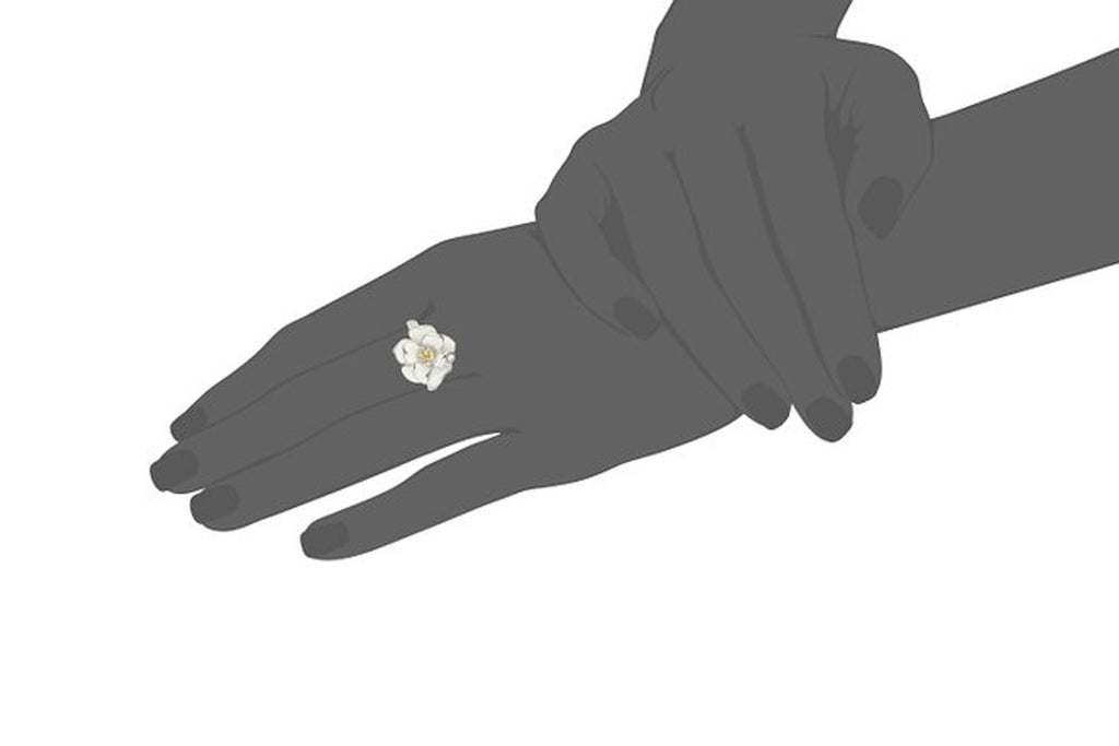 Sterling Silver Citrine with White Enamel Diamond-Accent Women's Ring