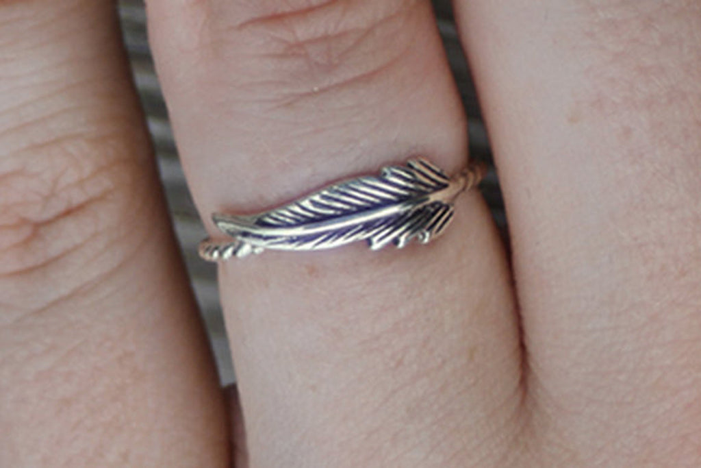 Sterling silver feather ring
