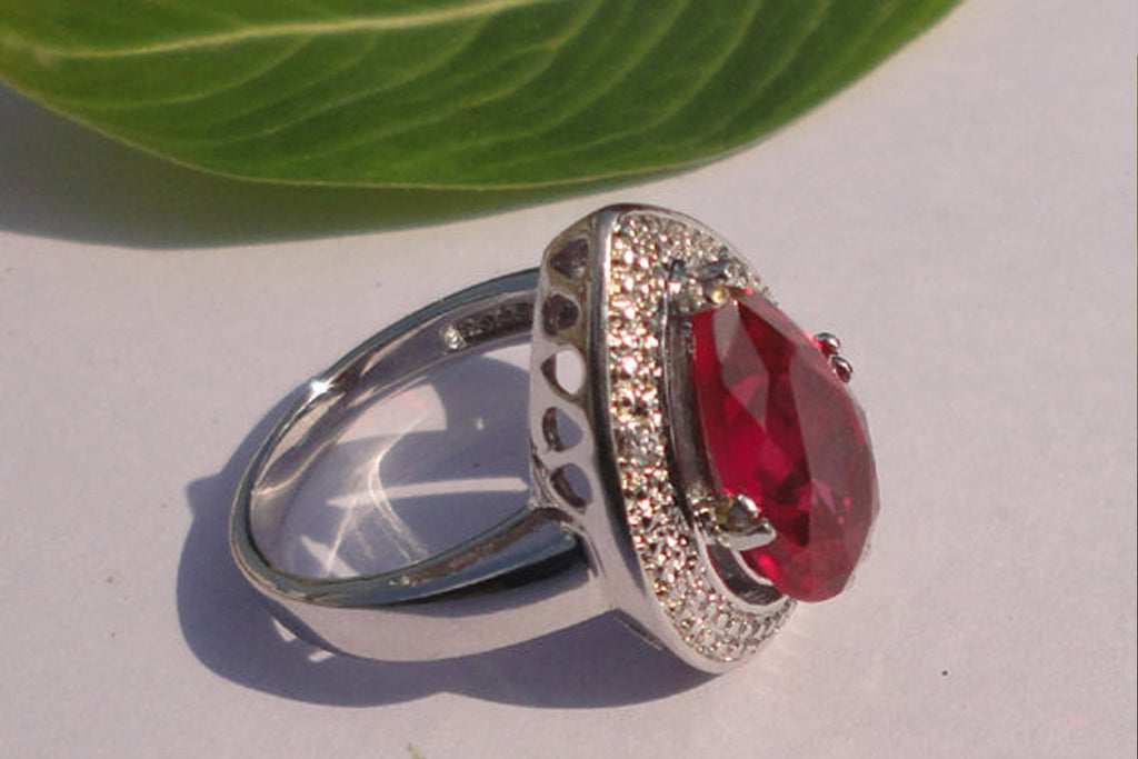 Ruby / White Topaz Gemstone Ring