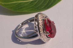 Ruby / White Topaz Gemstone Ring